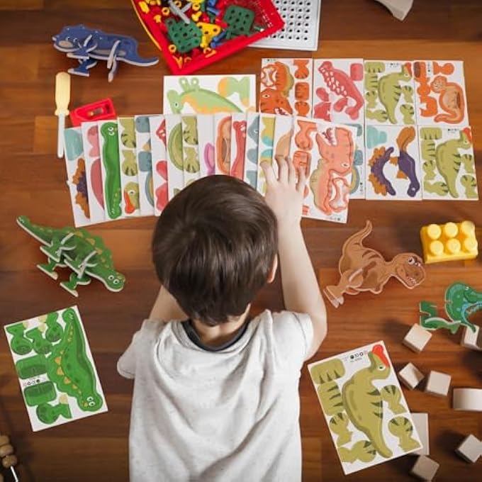 30 PCS EDUCATIONAL 3D CARTOON PUZZLES FOR KIDS,3D DINOSAUR ANIMAL LEARNING EDUCATIONAL PAPER PUZZLE GAME FOR DIY CRAFTS BIRTHDAY PARTY FAVOR GIFTS - Image 3